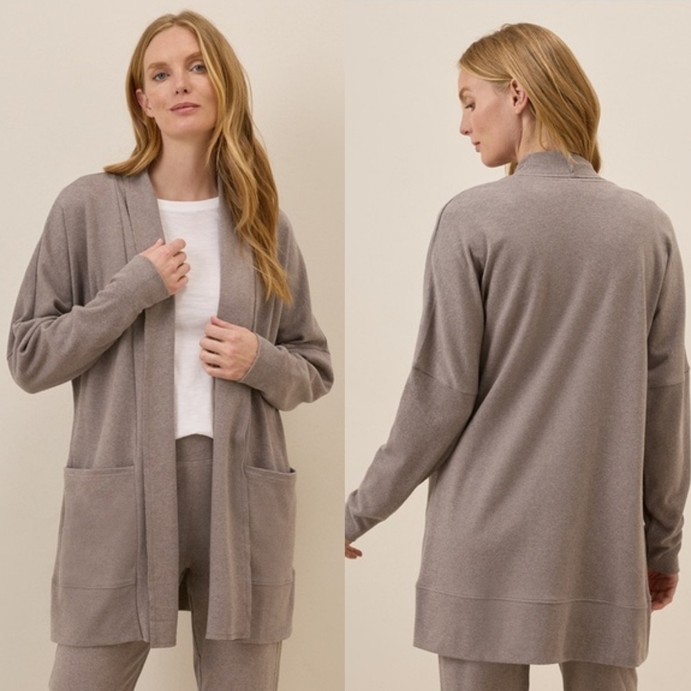 Pact Organic Cotton Airplane Wrap Cardigan Dewp Taupe Heather